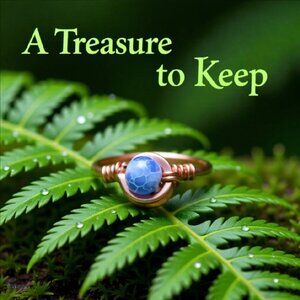 Slim! Dainty! Blue Agate Gemstone Ring + Durable Copper! Sz 5.5 - Custom Size OK